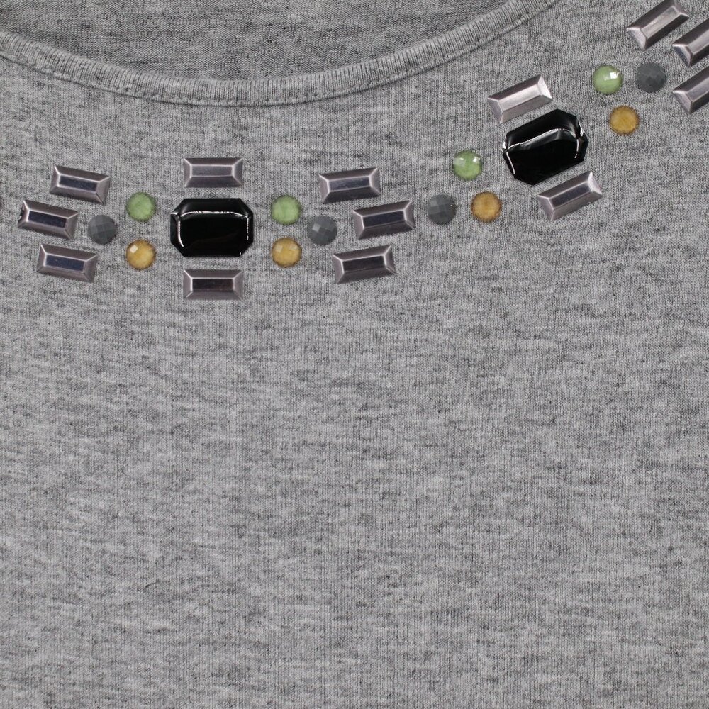Vince camuto sweater Women's 2x embellished jewel long sleeve gray stretch rayon - Picture 3 of 11